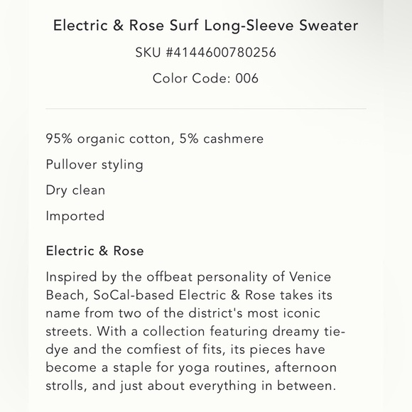 Anthropologie x Electric & Rose Surf Long-Sleeve Sweater Size Small NWT - Picture 6 of 15